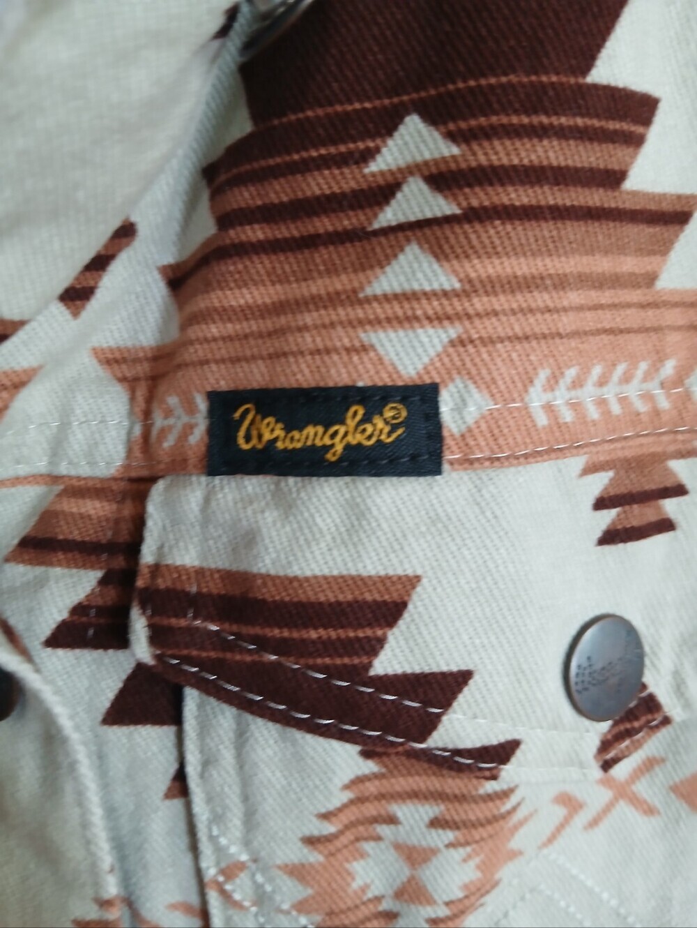 Wrangler Women's Aztec Print Jacket in Cream & Brown Southwestern Country  Boho - Picture 5 of 9